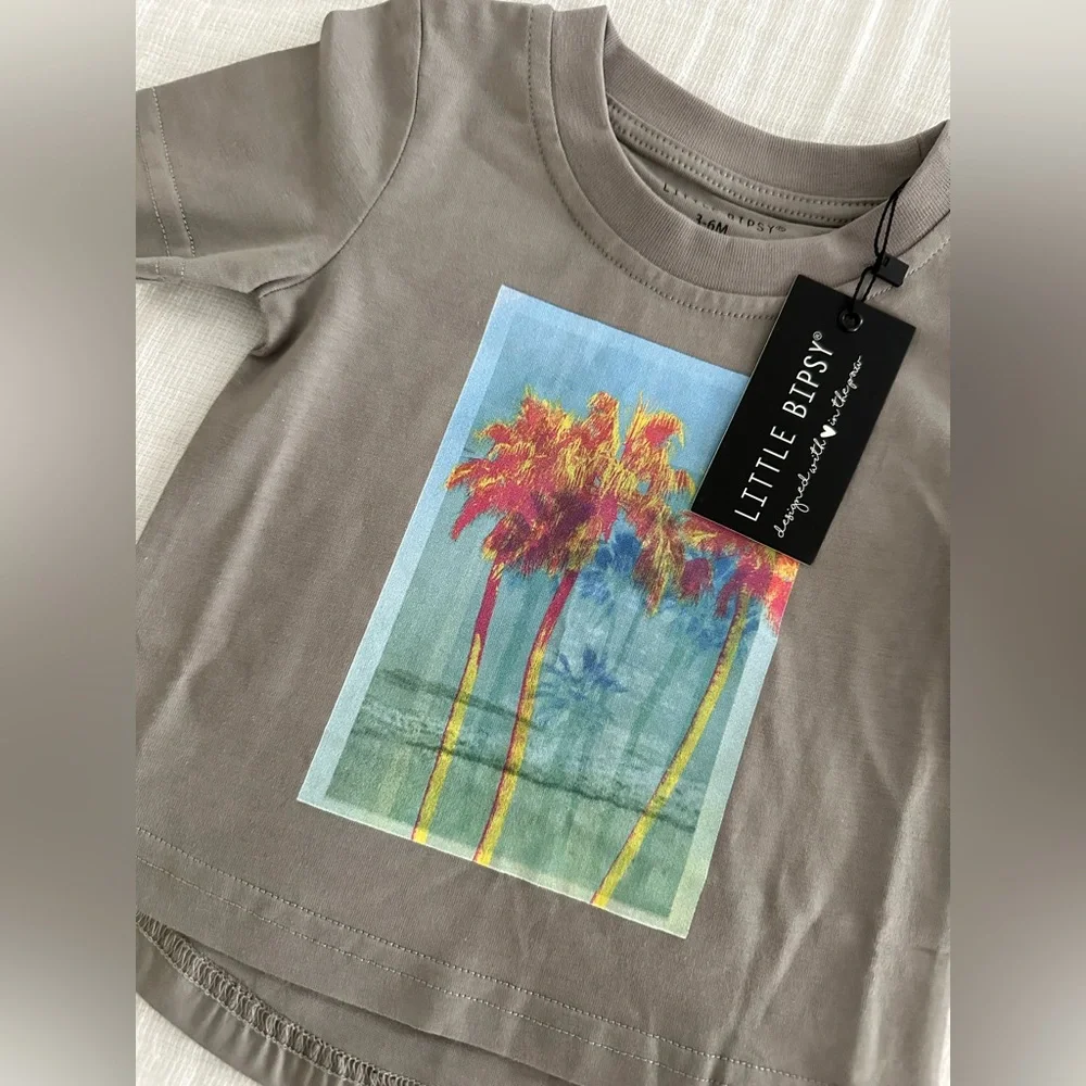 Kids Palm Tree Graphic Tee - Gray